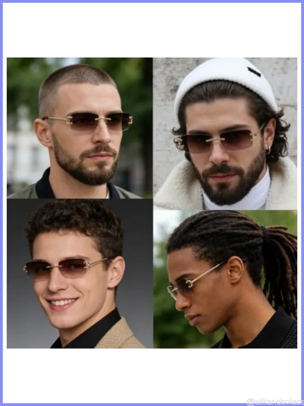 Rimless Rectangle Sunglasses Ultralight UV400 Shield Y2K Unisex Eyewear